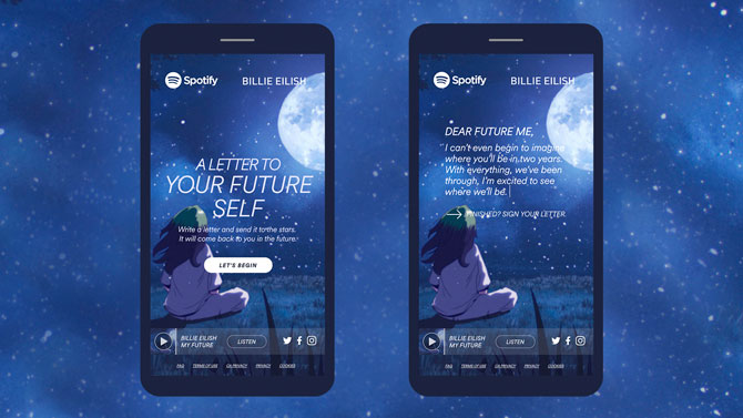 Билли Айлиш и Spotify запустили сайт для отправки писем в будущее (фото 1)
