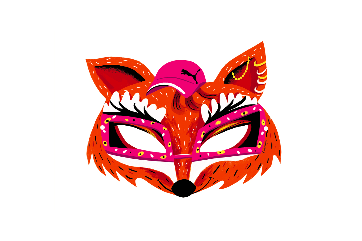 Иллюстратор Евдокия Харитонович придумала карнавальные маски для Puma и Lamoda (фото 1)