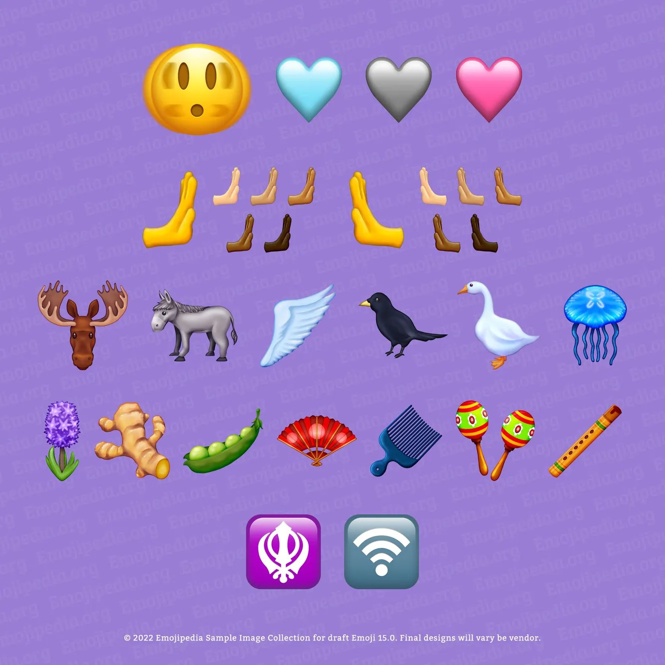 Розовое сердце, крыло и медуза: Unicode представил превью новых эмодзи (фото 1)