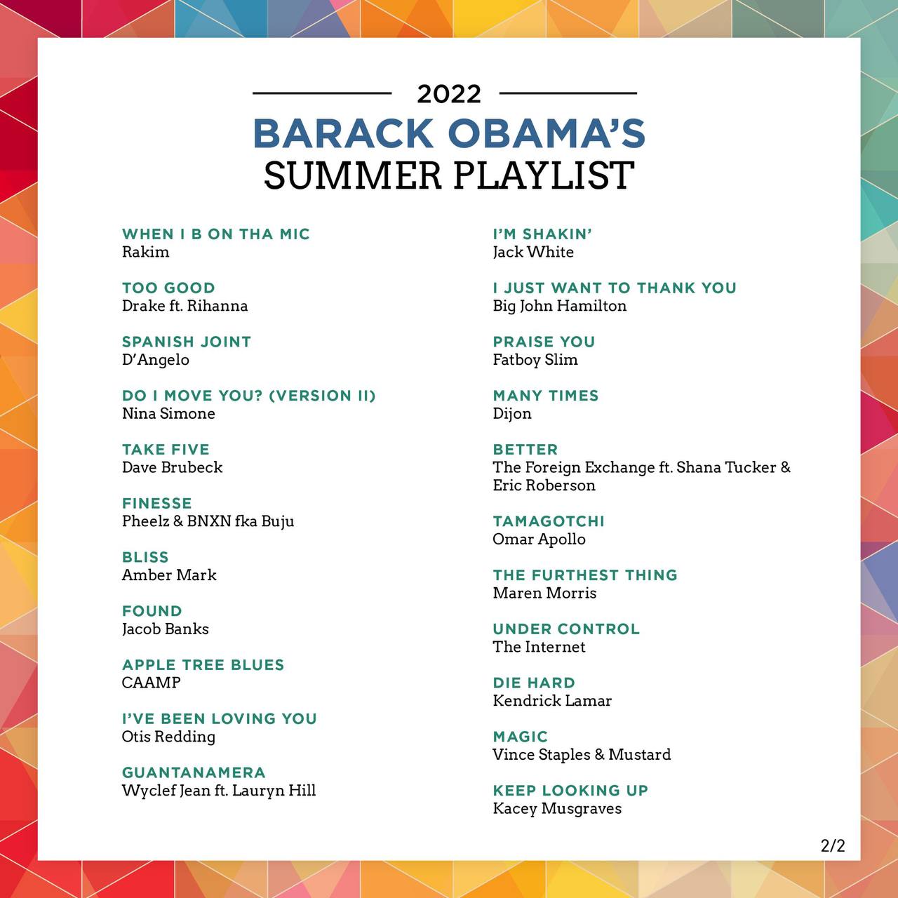 Барак Обама поделился летним плейлистом с песнями Кендрика Ламара и Гарри Стайлза (фото 2)