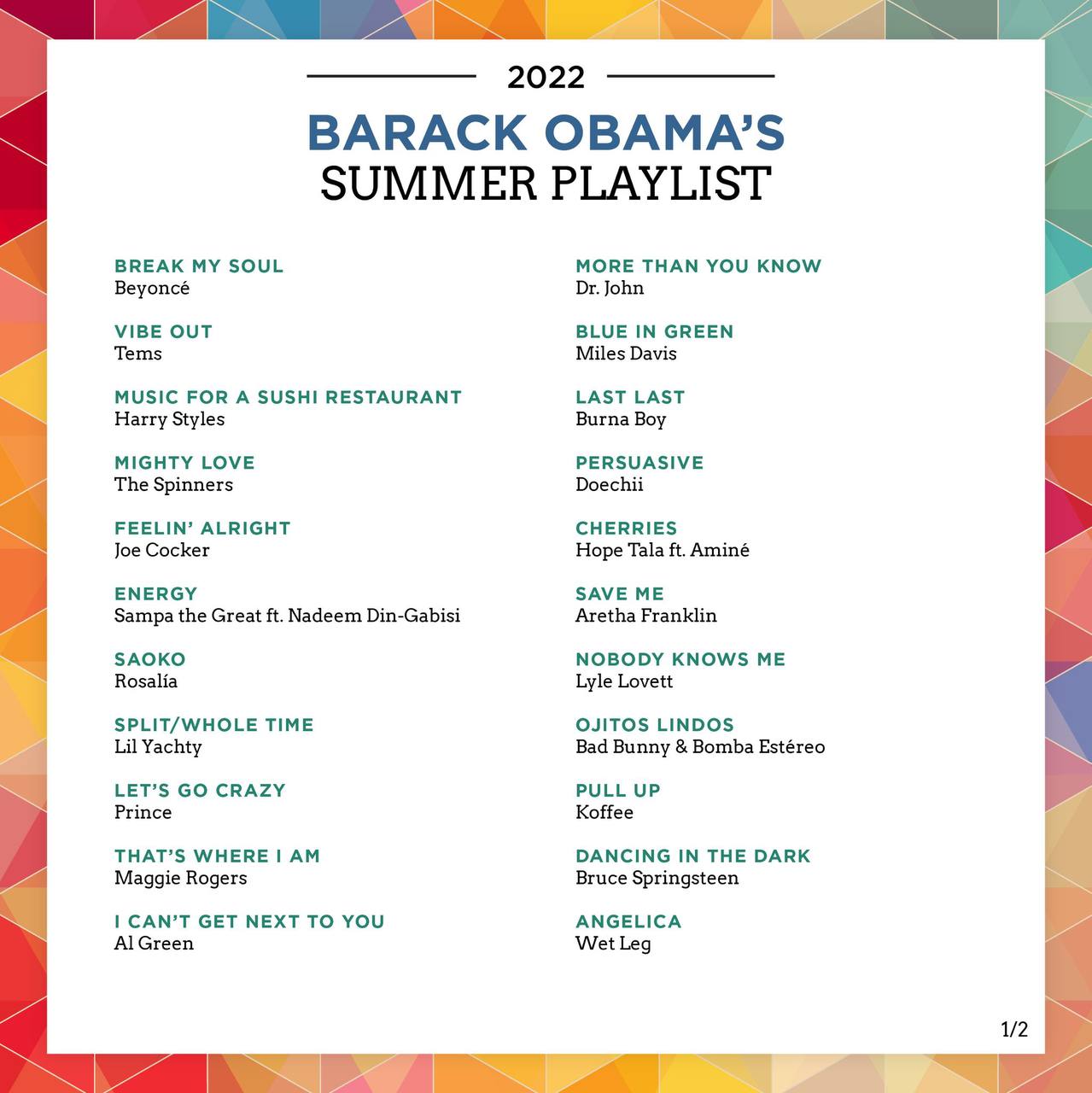 Барак Обама поделился летним плейлистом с песнями Кендрика Ламара и Гарри Стайлза (фото 1)