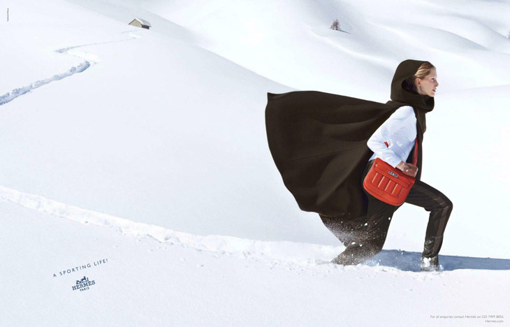 Иселин Стейро в снежной рекламной кампании Hermes (фото 3)