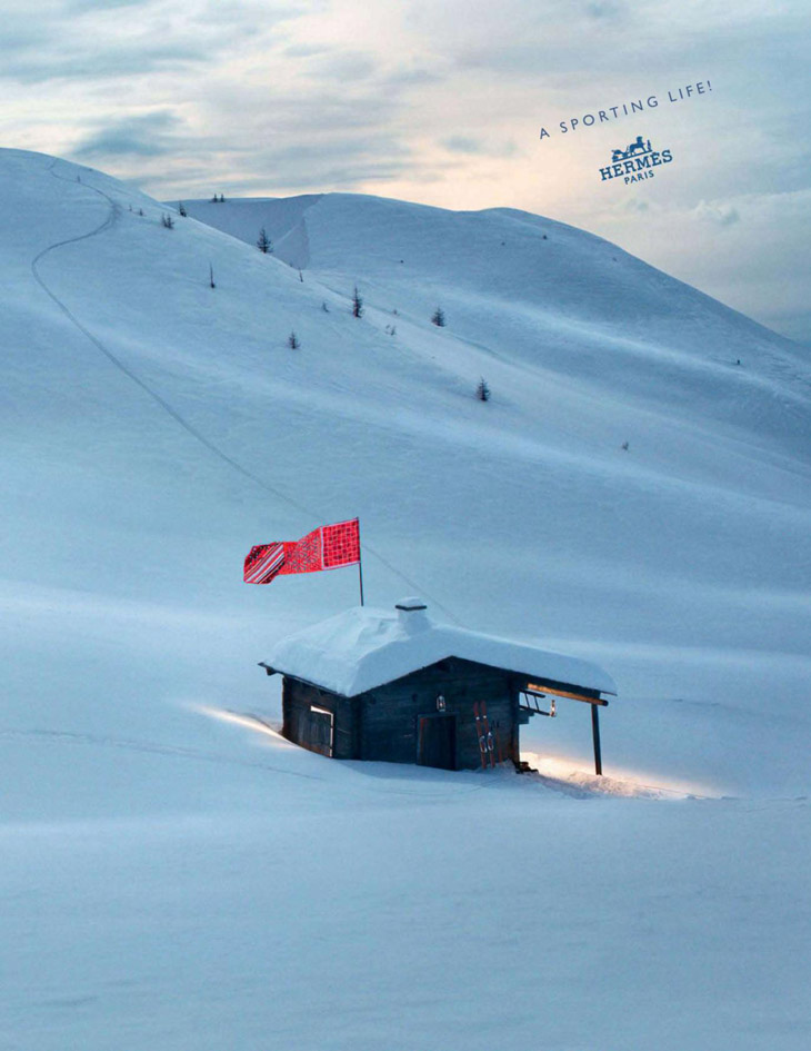 Иселин Стейро в снежной рекламной кампании Hermes (фото 6)