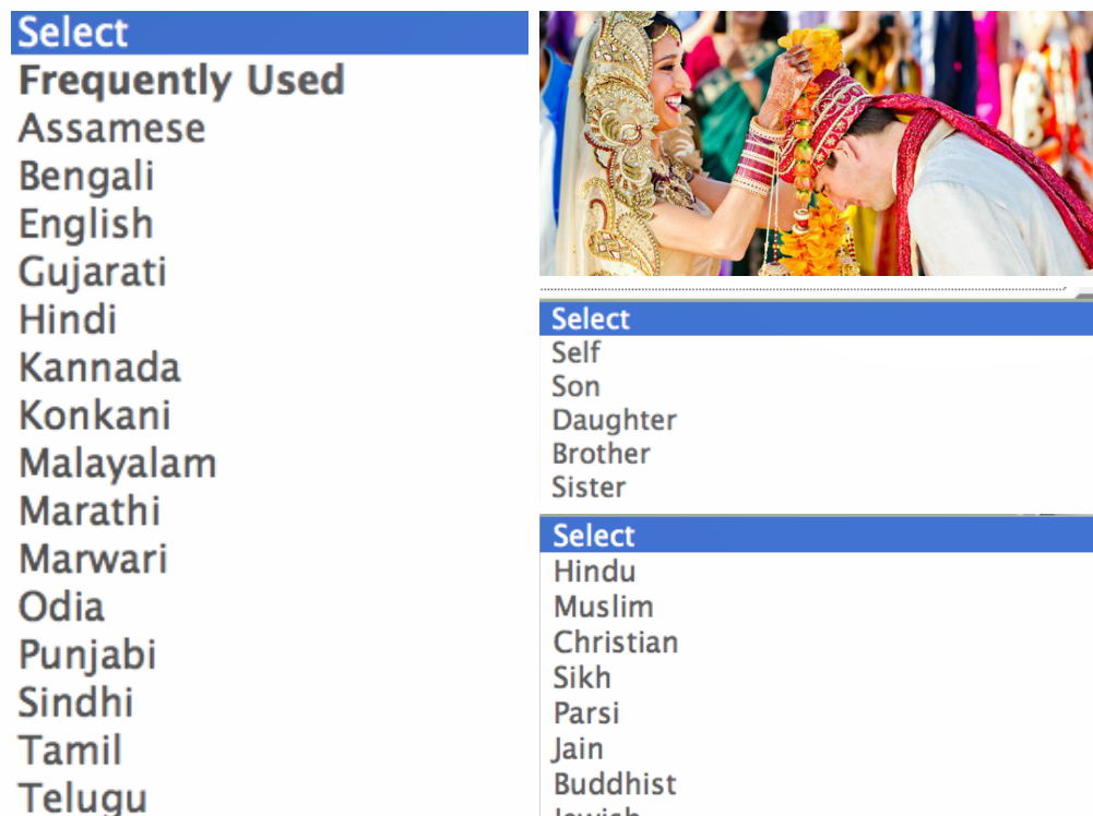 Базовые критерии поиска на самом популярном сайте знакомств shaadi.com (shaadi- “брак” на хинди).