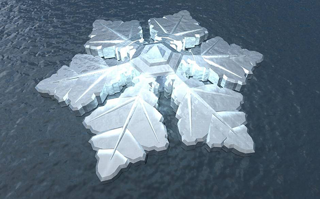 Плавающий отель Krystall в форме снежинки (фото 1)