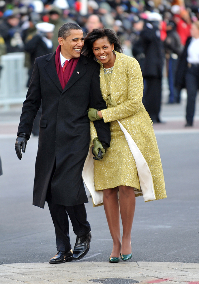 Счастливые Барак и Мишель Обама в день инаугурации