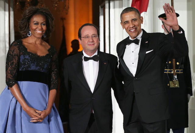 Мишель Обама Франсуа Олланд и Барак Обама 