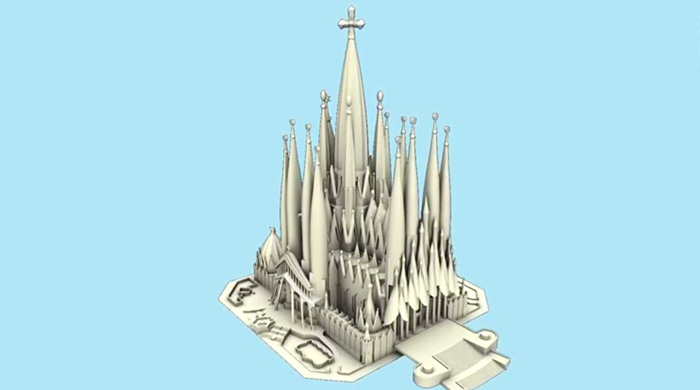 3D визуализация храма Гауди в Барселоне