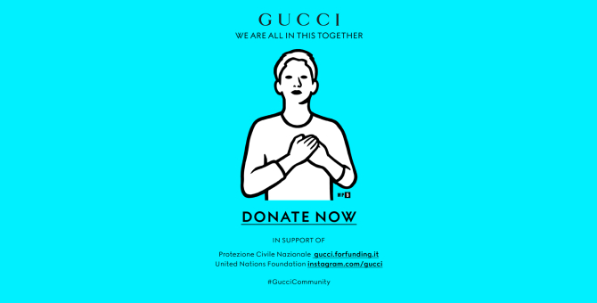 Gucci пожертвовал 2 миллиона евро на борьбу с пандемией коронавируса