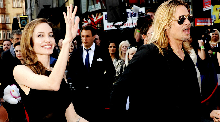 Анджелина Джоли и Брэд Питт на премьере  \"Война миров Z\"
