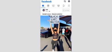 В соцсетях появился снимок Кендалл Дженнер с прифотошопленным антирасистским плакатом