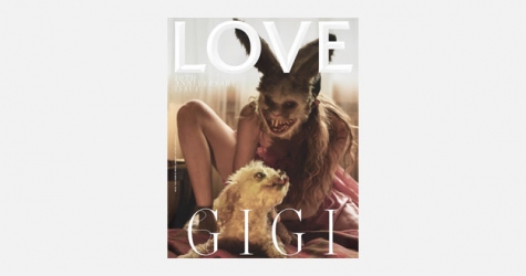 Джиджи Хадид примерила страшную кроличью маску для обложки Love Magazine
