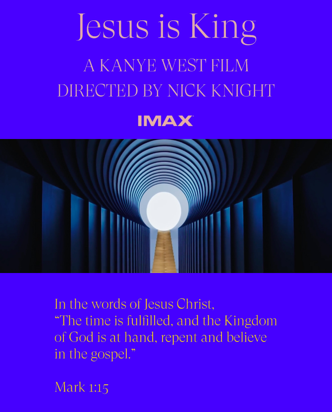 Канье Уэст выпустил IMAX-трейлер фильма «Jesus Is King»