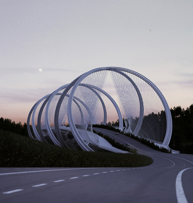 Архитектурное бюро Penda представило футуристический проект \"олимпийского моста\" в Пекине