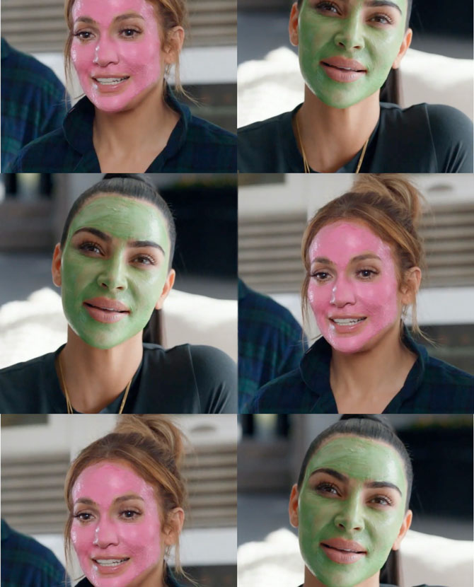 Дженнифер Лопес и Ким Кардашьян снялись в рекламе с масочками на лице