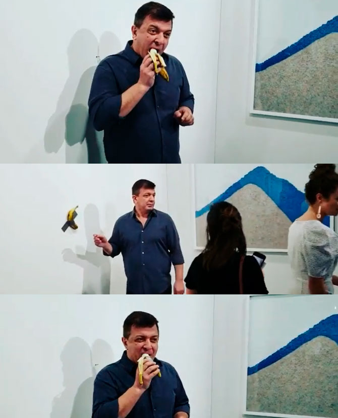 Мужчина съел банан за 120 тысяч долларов на ярмарке Art Basel