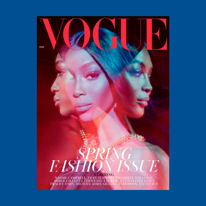 Наоми Кэмпбелл снялась для мартовской обложки британского Vogue