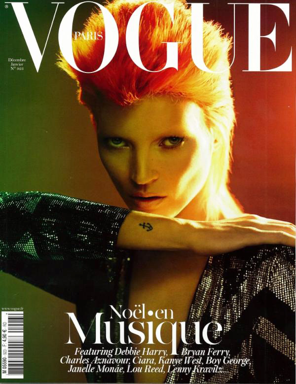 Кейт Мосс в роли Дэвида Боуи на обложке Vogue Paris