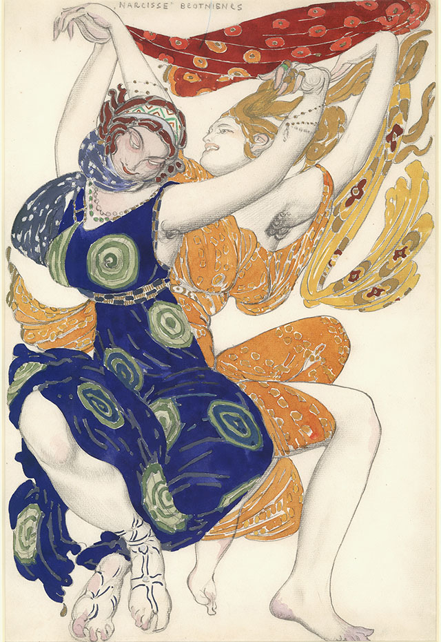 Эскиз костюмов двух Беотиек к балету \"Нарцисс\" Н.Н.Черепнина,  около 1911 года