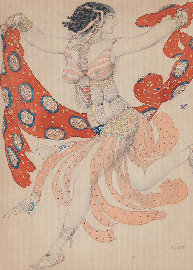 Эскиз костюма Клеопатры для Иды Рубинштейн к балету «Клеопатра» (\"Египетские ночи\"), 1909 год